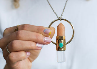 Woman with Essential Oil crystal necklace
